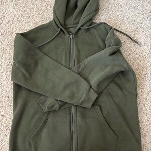 Olive Green Zip-Up Hoodie